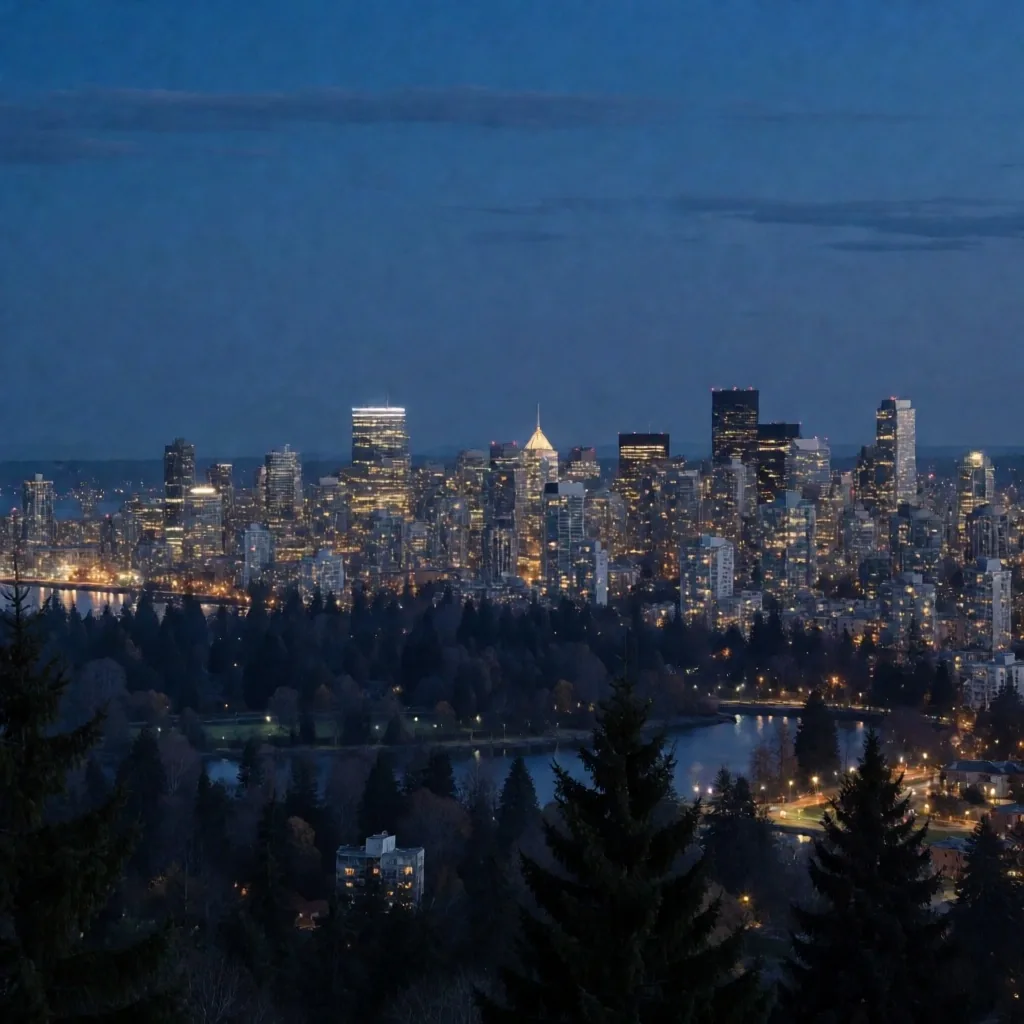 Skyline de Vancouver al atardecer