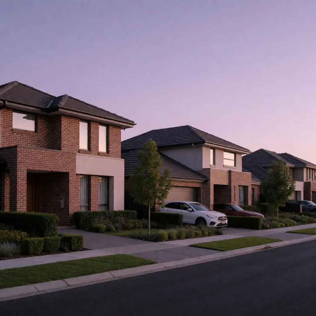 Barrio residencial de Melbourne al atardecer
